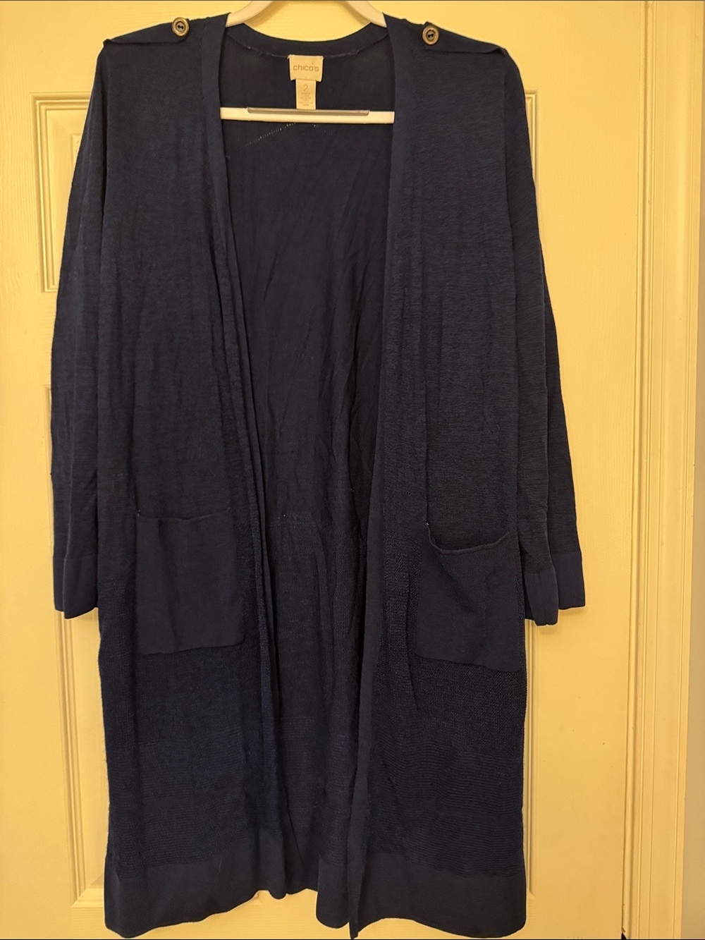 EUC Chico’s Dark Blue Cardigan in Size 2 (Large)